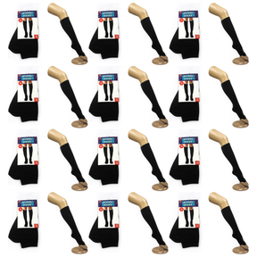 12 Pair Plain Black Knee High School Socks Bulk Pack - Cotton for Girls/Boys (One Size Fits Most)