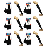 6 Pair Plain Black Knee High School Socks Bulk Pack - Cotton for Girls/Boys (One Size Fits Most)