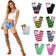 10x Womens Assorted Colours Striped Over the Knee Socks Bulk Pack - Thigh High Stockings