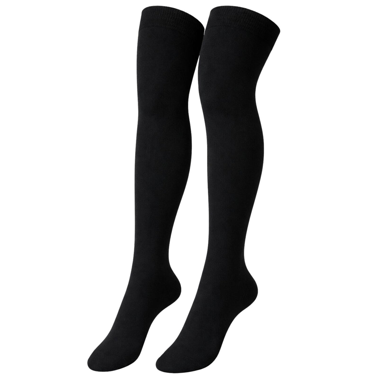 10x Womens Black Striped Over the Knee Socks Bulk Pack - Thigh High Stockings