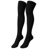 10x Womens Black Striped Over the Knee Socks Bulk Pack - Thigh High Stockings