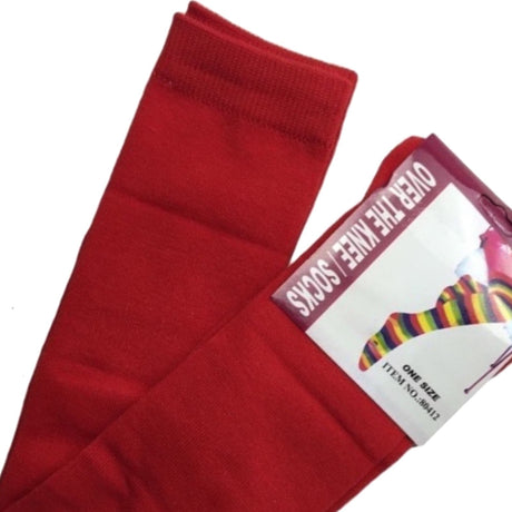 10x Womens Red Striped Over the Knee Socks Bulk Pack - Thigh High Stockings