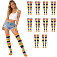 10x Womens Pink Rainbow Striped Over the Knee Socks Bulk Pack - LGBTQ+ Pride Thigh High Stockings