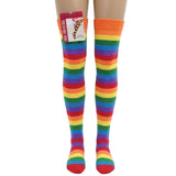 10x Womens Rainbow Striped Over the Knee Socks Bulk Pack - LGBTQ+ Pride Thigh High Stockings