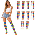 10x Womens Rainbow Striped Over the Knee Socks Bulk Pack - LGBTQ+ Pride Thigh High Stockings