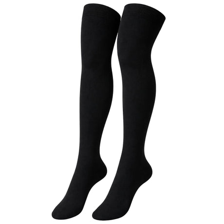 Womens Black Striped Over the Knee Socks - Thigh High Stockings