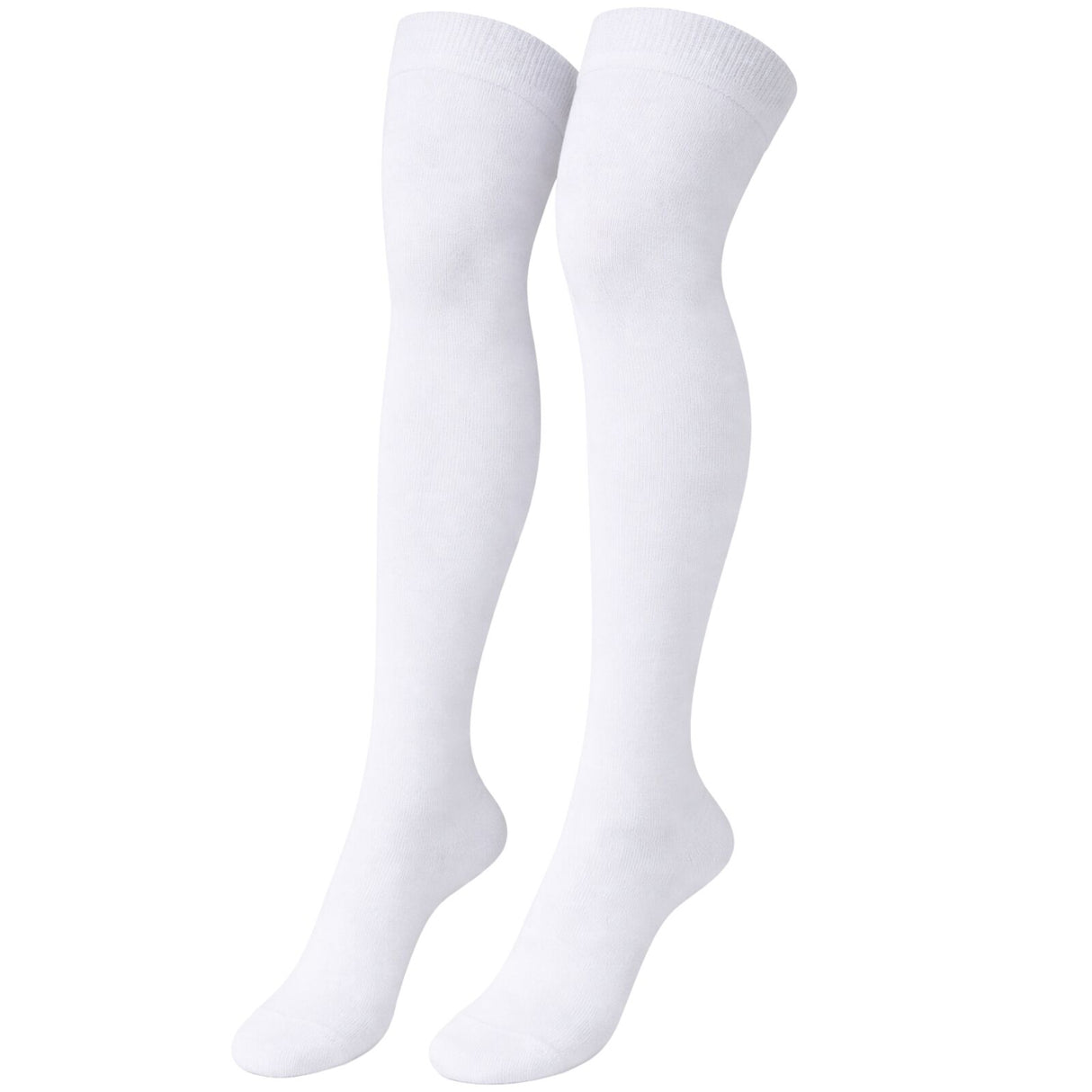 Womens White Striped Over the Knee Socks - Thigh High Stockings
