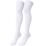 Womens White Striped Over the Knee Socks - Thigh High Stockings