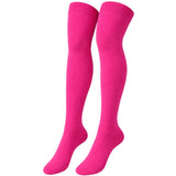 Womens Pink Striped Over the Knee Socks - Thigh High Stockings
