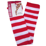 Womens Red/White Striped Over the Knee Socks - Thigh High Stockings