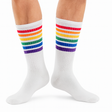 1 Pair White Unisex Socks with Rainbow Stripes for Retro Colourful Costume Party