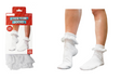 Womens Lace Trim Ruffle Ankle Socks - White (Frilly Trim Party Sox)