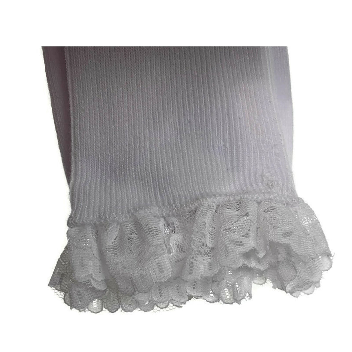 Womens Lace Trim Ruffle Ankle Socks - White (Frilly Trim Party Sox)
