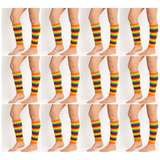 12 Pair Rainbow Leg Warmers Bulk Pack - Womens Dance Costume/80s Party
