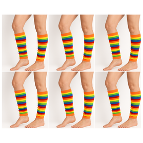 6 Pair Rainbow Leg Warmers Bulk Pack - Womens Dance Costume/80s Party