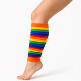 RAINBOW LEG WARMERS Party Costume Fine Stretch Ladies Girls Fancy Dress - Rainbow