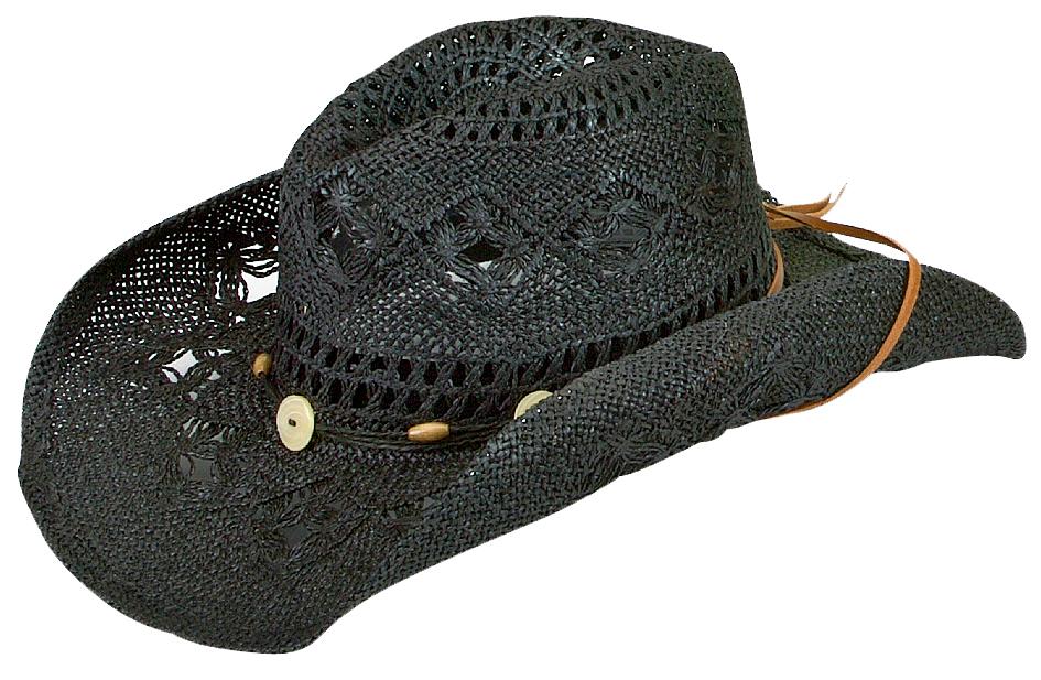 Jacaru 1566 Womens Summer Cowboy Hat - Chin Strap & One Size Fits Most (Vegan Friendly)