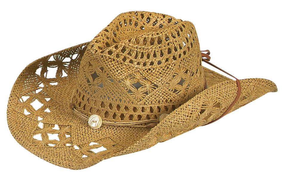 Jacaru 1566 Womens Summer Cowboy Hat - Chin Strap & One Size Fits Most (Vegan Friendly)