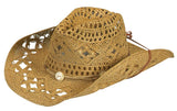 Jacaru 1566 Womens Summer Cowboy Hat - Chin Strap & One Size Fits Most (Vegan Friendly)