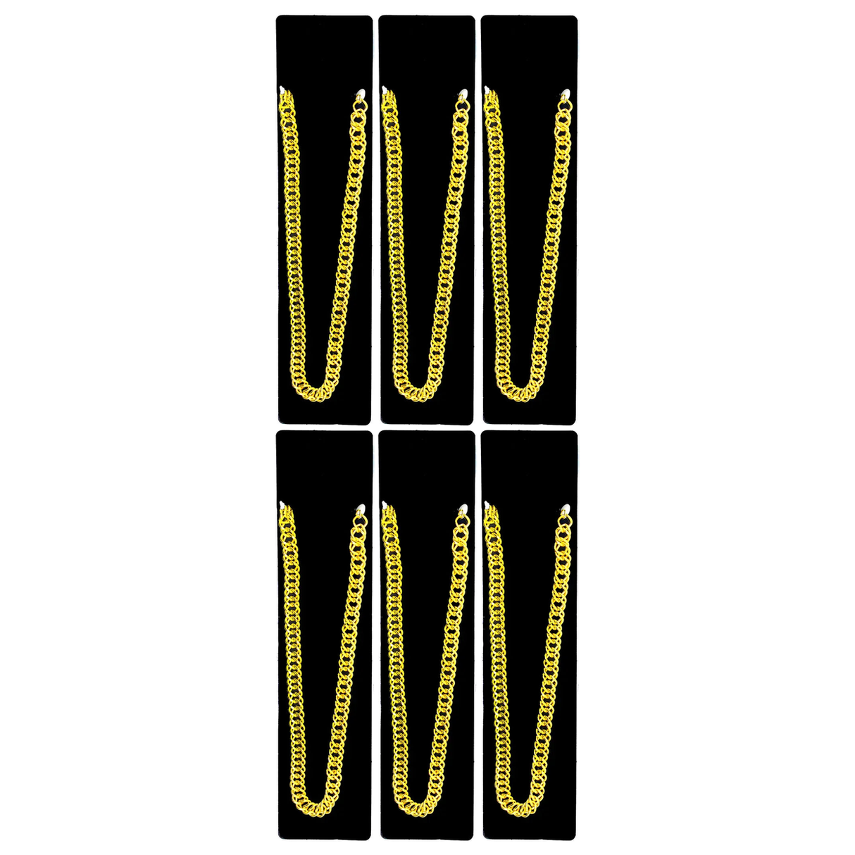 6x Gold 50cm Big Chain Necklace Bulk Pack - Pimp/Gangster (Costume Accessory)