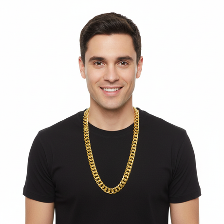 6x Gold 50cm Big Chain Necklace Bulk Pack - Pimp/Gangster (Costume Accessory)