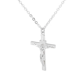 Jesus Christ Metal Necklace Chain Pendant Chain Jewellery Crucifix - Silver