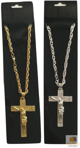 Jesus Christ Metal Necklace Chain Pendant Chain Jewellery Crucifix - Silver
