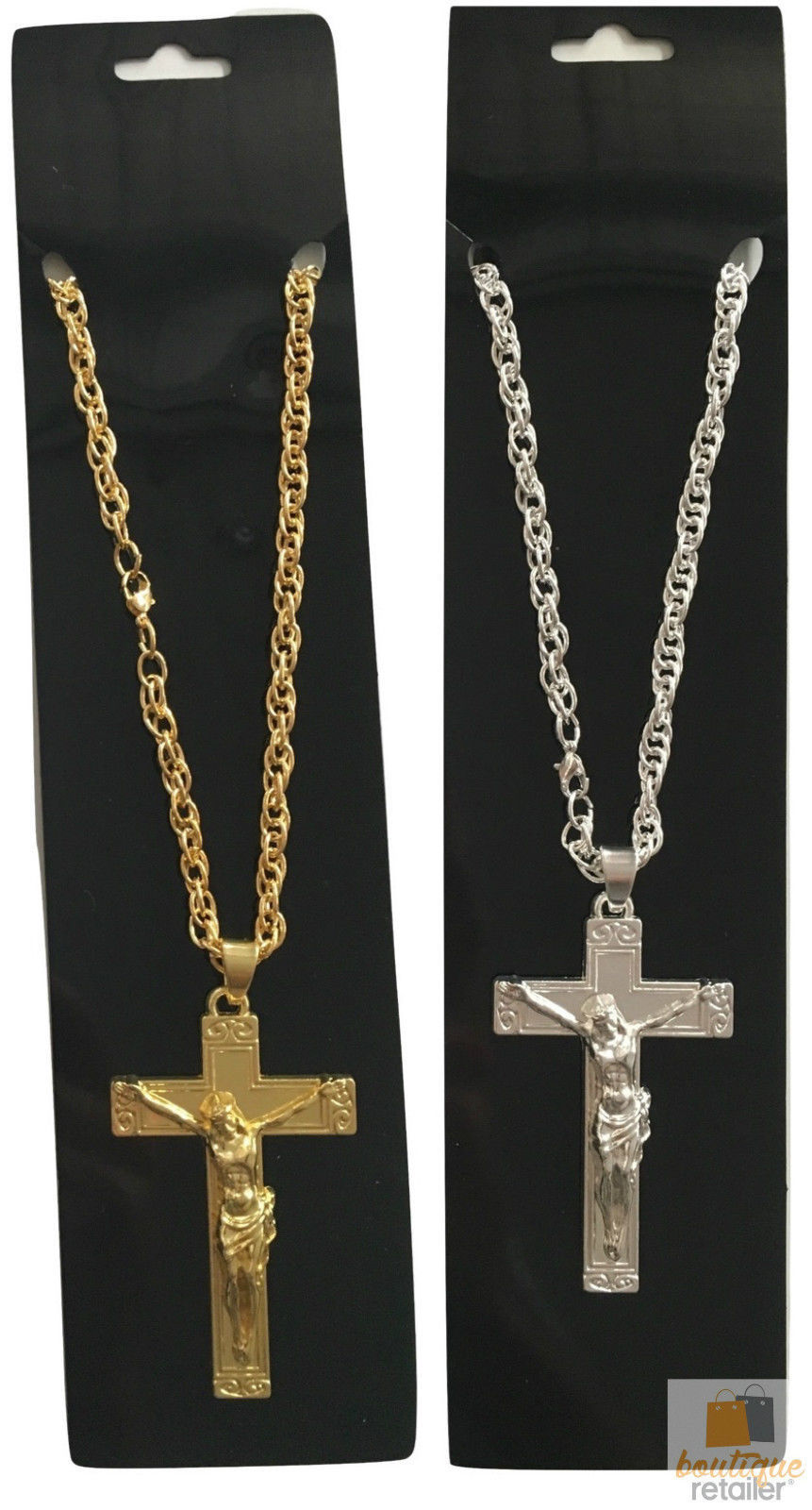 Jesus Christ Metal Necklace Chain Pendant Chain Jewellery Crucifix - Gold