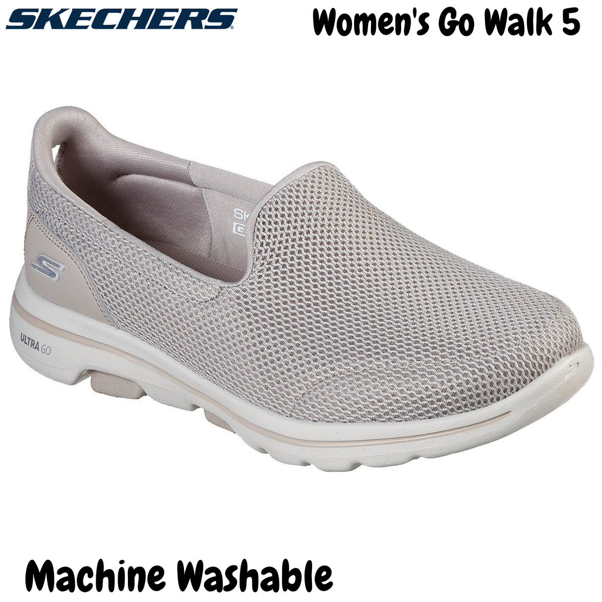 Skechers Women's Go Walk 5 Slip On Machine Washable Sneakers Shoes - Taupe