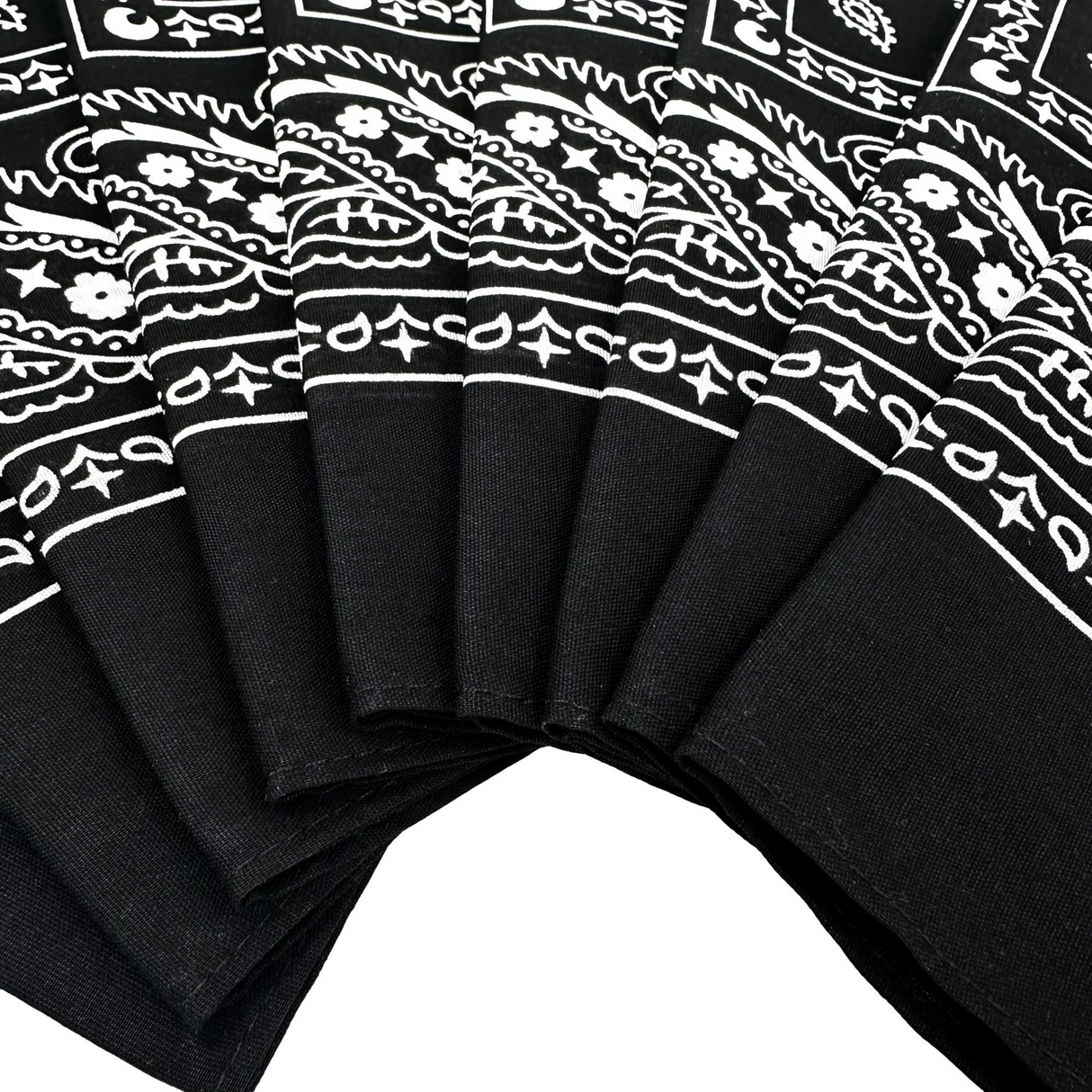 15x BULK BANDANA Paisley 100% COTTON Head Wrap Bandanna Summer Scarf - Black