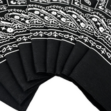 15x BULK BANDANA Paisley 100% COTTON Head Wrap Bandanna Summer Scarf - Black