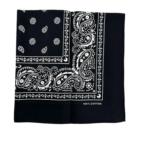 15x BULK BANDANA Paisley 100% COTTON Head Wrap Bandanna Head Wrap Summer Scarf - Black