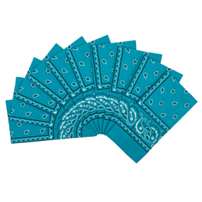 15x Blue Paisley Bandana Bulk Pack - 100% Cotton Head Wrap/Durag/Scarf/Mask