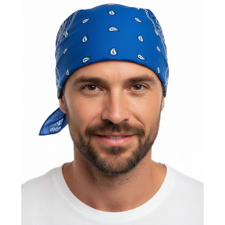 15x Blue Paisley Bandana Bulk Pack - 100% Cotton Head Wrap/Durag/Scarf/Mask