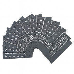 15x Grey Paisley Bandana Bulk Pack - 100% Cotton Head Wrap/Durag/Scarf/Mask