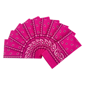 15x Hot Pink Paisley Bandana Bulk Pack - 100% Cotton Head Wrap/Durag/Scarf/Mask
