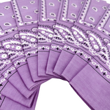 15x Lilac Paisley Bandana Bulk Pack - 100% Cotton Head Wrap/Durag/Scarf/Mask