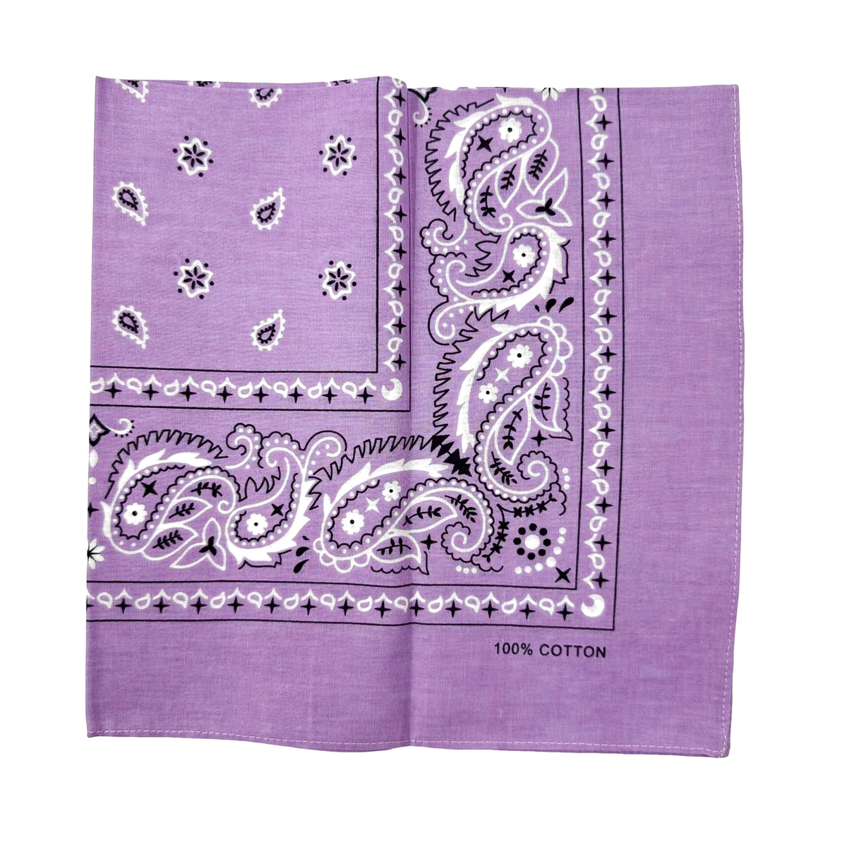 15x Lilac Paisley Bandana Bulk Pack - 100% Cotton Head Wrap/Durag/Scarf/Mask