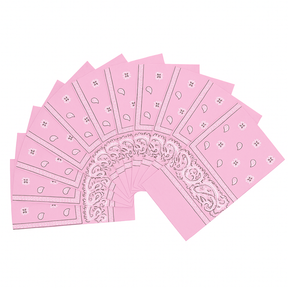 15x Light Pink Paisley Bandana Bulk Pack - 100% Cotton Head Wrap/Durag/Scarf/Mask