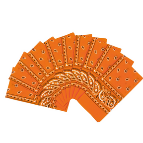 15x Orange Paisley Bandana Bulk - 100% Cotton Head Wrap/Durag/Scarf/Mask