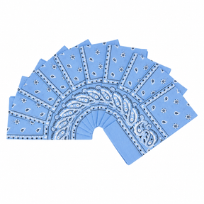15x Sky Blue Paisley Bandana Bulk Pack - 100% Cotton Head Wrap/Durag/Scarf/Mask