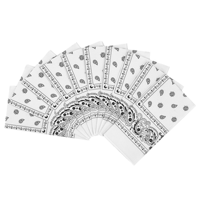 15x White Paisley Bandana Bulk Pack - 100% Cotton Head Wrap/Durag/Scarf/Mask