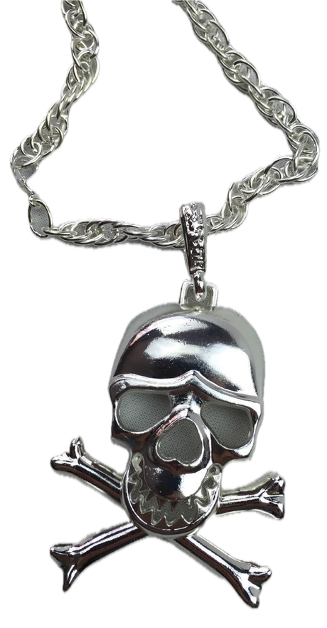 6x Skull Pendant Necklace Bulk Pack - Silver Chain Punk Gothic Vintage (Costume Accessory)