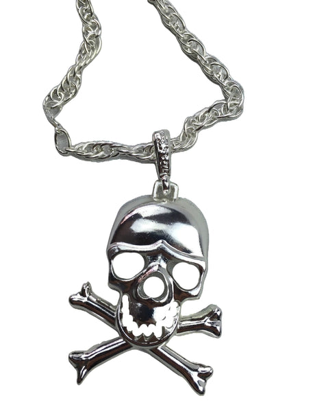 6x Skull Pendant Necklace Bulk Pack - Silver Chain Punk Gothic Vintage (Costume Accessory)