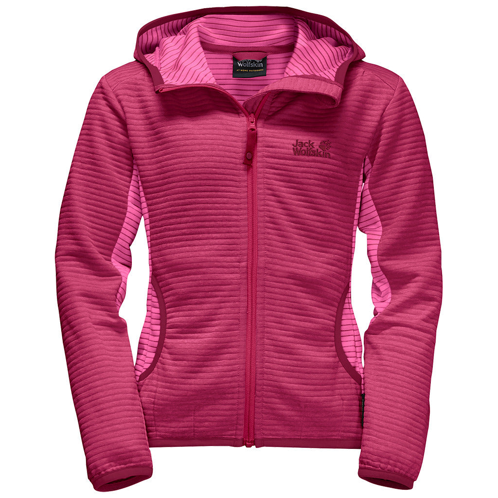 Jack Wolfskin Tongari Girls Fleece Hoodie Jumper - Azalea Red