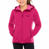 Jack Wolfskin Tongari Girls Fleece Hoodie Jumper - Azalea Red