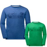 Jack Wolfskin Boys Long Sleeve Cotton Tee T-Shirt Top Kids Childrens - Coastal Blue