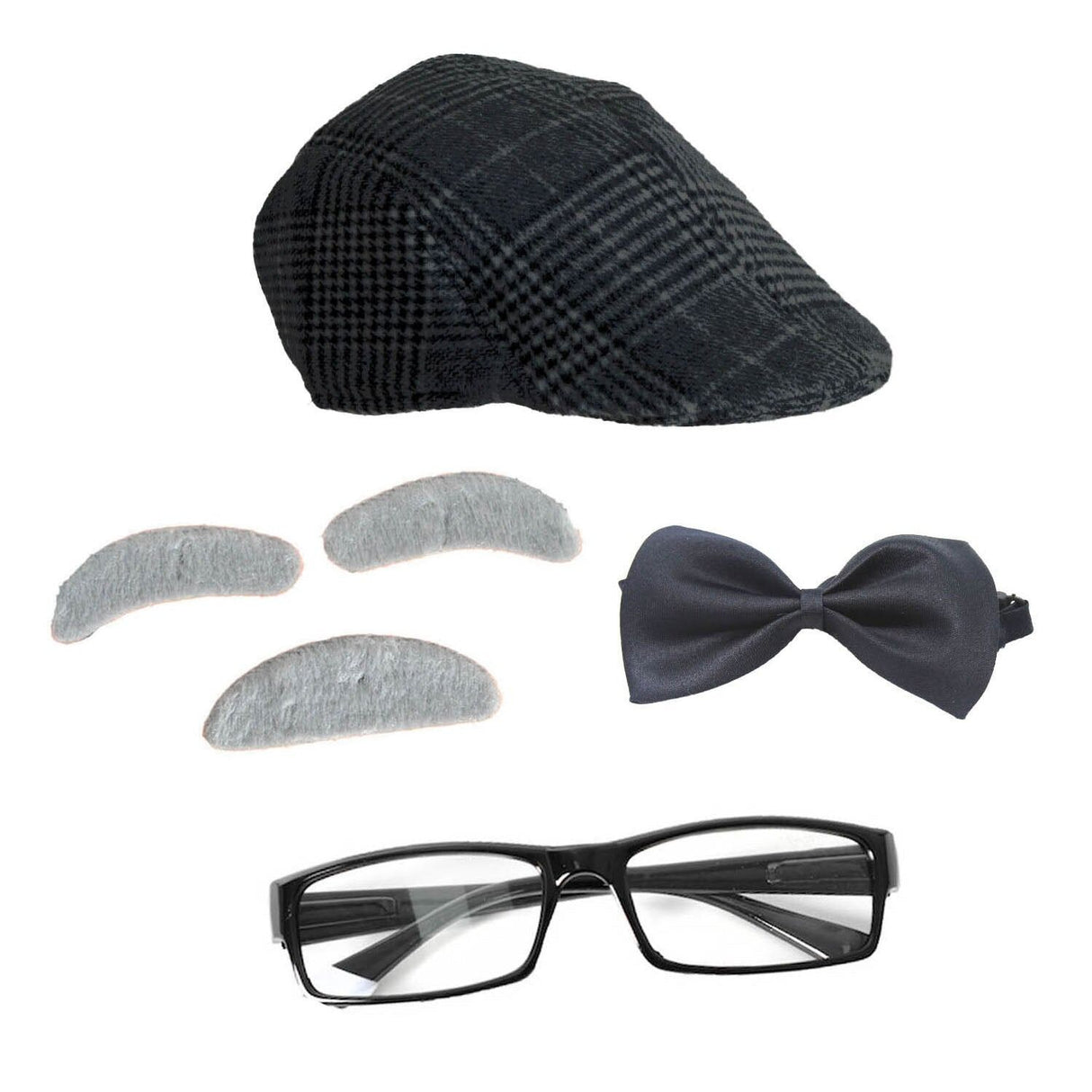 Grampy Instant Disguise Cap Glasses Grandpa Halloween Costume Kit in Dark Grey