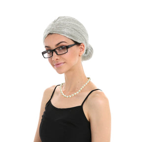 Grandma Instant Disguise Accessory Kit Halloween Light Grey Wig Necklace Glasses