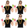 4x Adult 80s Fluro Fancy Dress Accessory Set Bulk Pack - 1980s Retro Instant (Group Costume for Halloween & Fancy Dress)